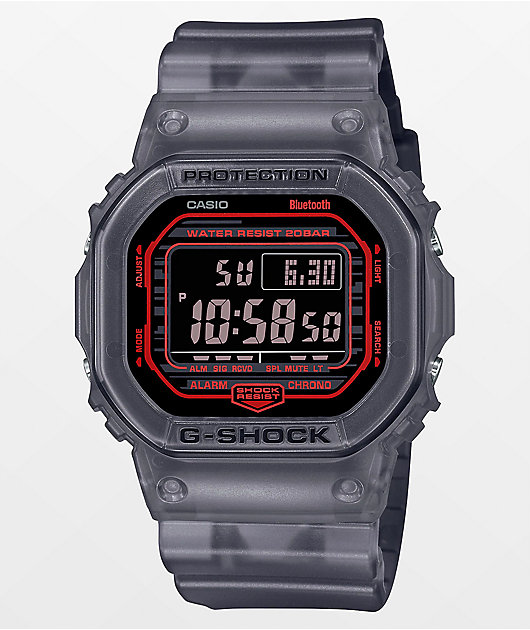 G-Shock DWB5600G-1 Transparent Grey & Red Bluetooth Digital Watch