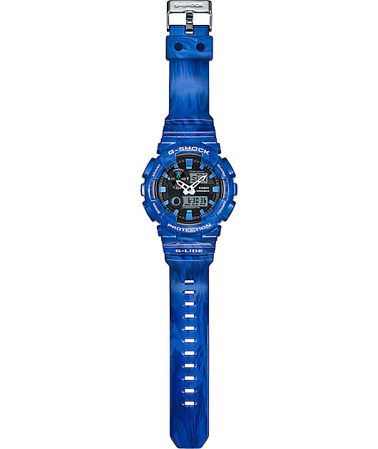 G Shock G Lide Gax100ma 2a Blue Marble Analog Digital Watch Zumiez