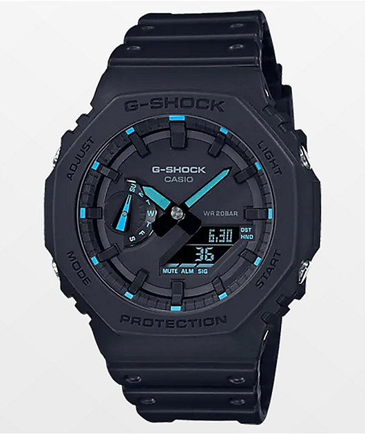 G-Shock GA-2100-1A2 Black & Blue Digital & Analog Watch | Zumiez
