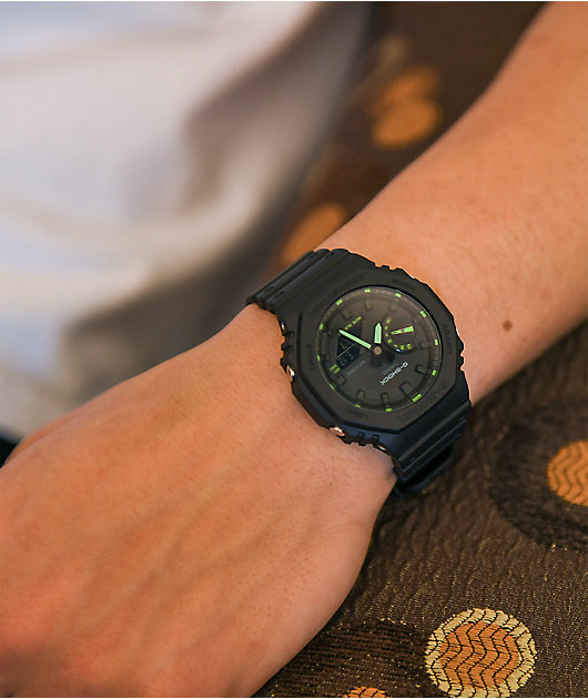 Black and green g shock online watch