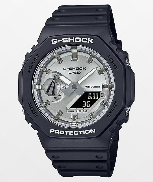 G-Shock GA-2100SB-1A Black Silver Analog Watch Zumiez