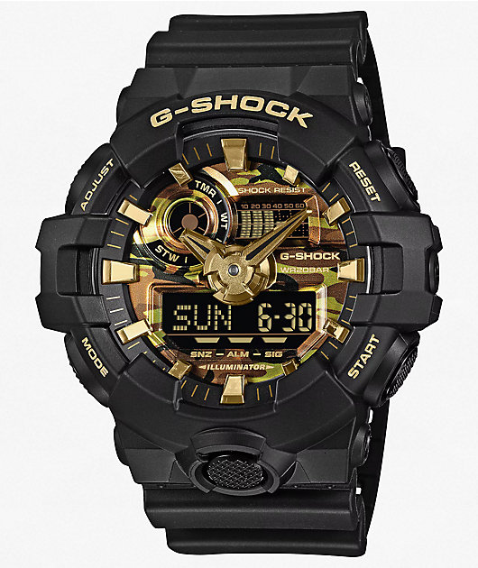 G-Shock GA-700CF-1ACR Black & Gold Camo Analog & Digital Watch