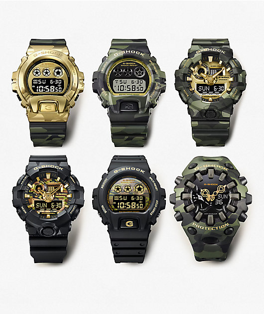 G-Shock GA-700CF-1ACR Black & Gold Camo Analog & Digital Watch