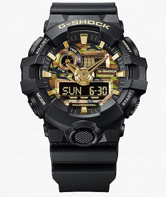 G-Shock GA-700CF-1ACR Black & Gold Camo Analog & Digital Watch