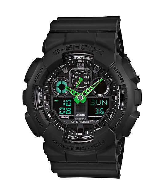 g shock black and neon green