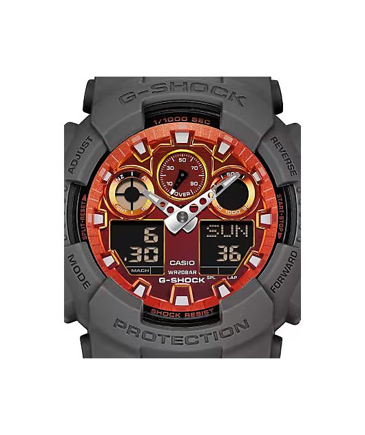 G-Shock GA100FL-8A Black & Red Vapor Analog & Digital Watch