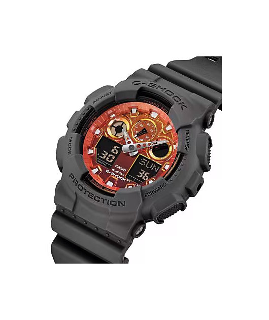 G-Shock GA100FL-8A Black & Red Vapor Analog & Digital Watch