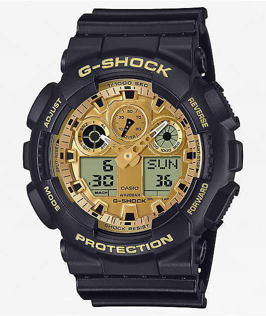 G-Shock GA100GGB-1A9 Black & Gold Analog & Digital Watch | Zumiez
