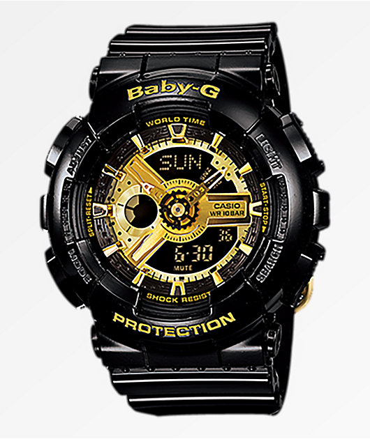 g shock black gold digital