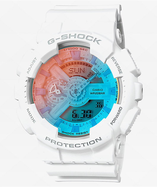 G-Shock GA110TL-7A White & Turquoise Analog Digital Watch | Zumiez