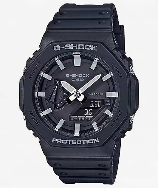 カシオーク GA2100 G-Shock GA2100-1A Matte Black & White Analog & Digital Watch