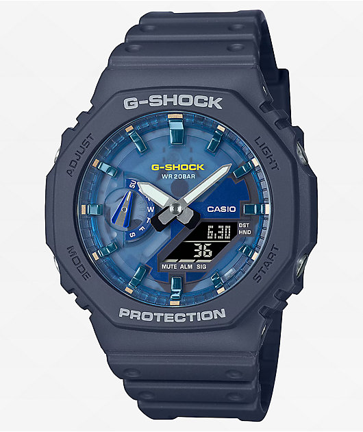 G-Shock GA2100AS-2A Black & Blue Vapor Analog & Digital Watch | Zumiez