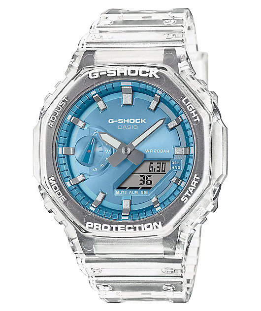 G-Shock GA2100BM-7A2 Clear & Blue Analog & Digital Watch | Zumiez