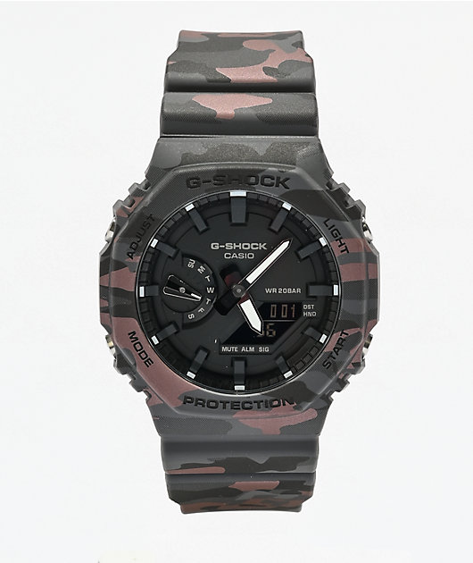 G-Shock GA2100CM-8A Black & Red Camo Analog & Digital Watch