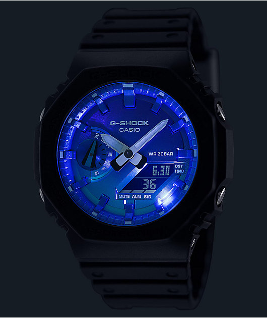 G-Shock GA2100FL-1 Black & Blue Vapor Analog & Digital Watch