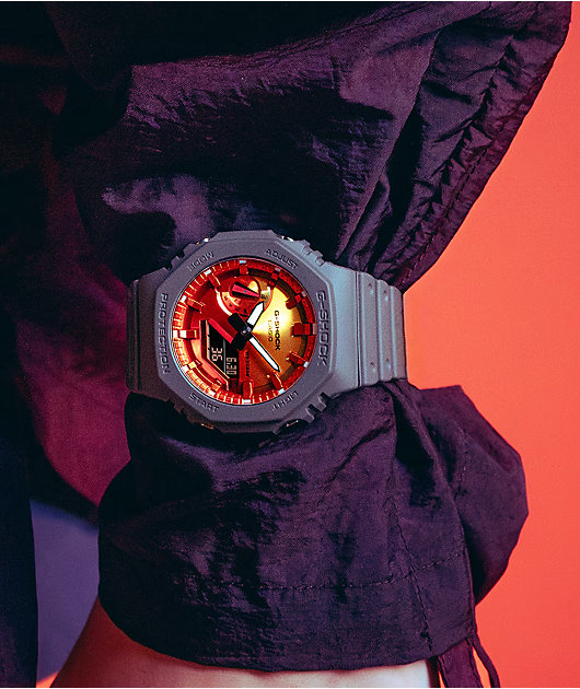 G-Shock GA2100FL-8 Black & Red Vapor Analog & Digital Watch
