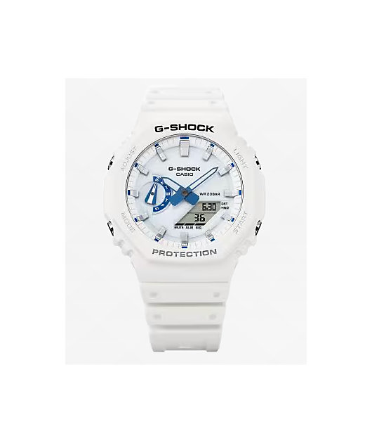 G-Shock GA2100HDS-7A White & Blue Analog & Digital Watch | Zumiez