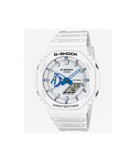 G-Shock GA2100HDS-7A White & Blue Analog & Digital Watch | Zumiez