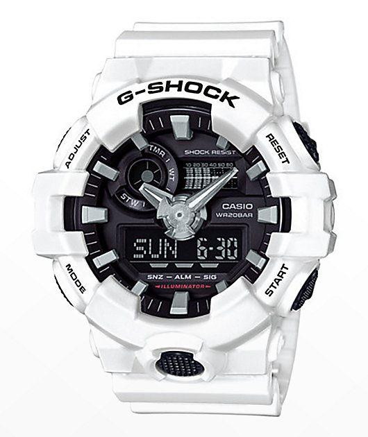 G-Shock GA700-7A White & Black Analog & Digital Watch | Zumiez