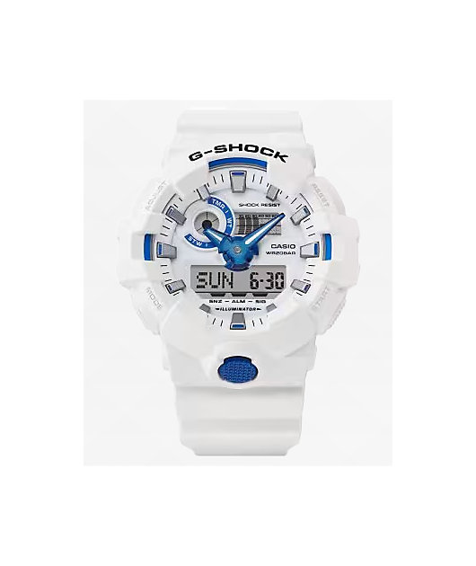G-Shock GA700HDS-7A White & Blue Analog & Digital Watch | Zumiez