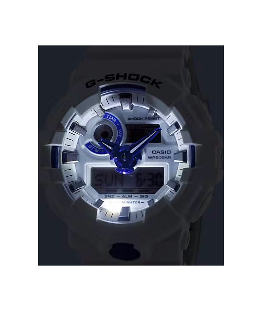 G-Shock GA700HDS-7A White & Blue Analog & Digital Watch | Zumiez