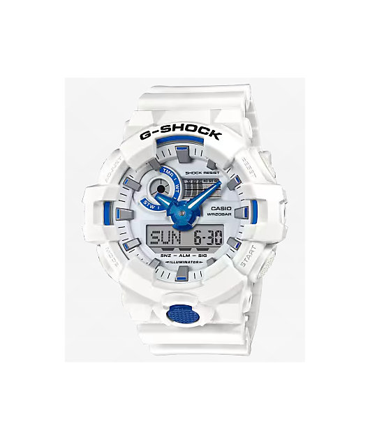 G-Shock GA700HDS-7A White & Blue Analog & Digital Watch | Zumiez