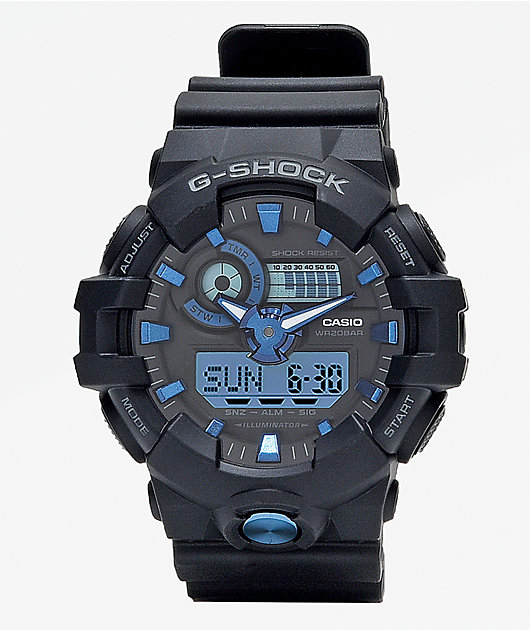 G-Shock GA710 Black & Metallic Blue Watch