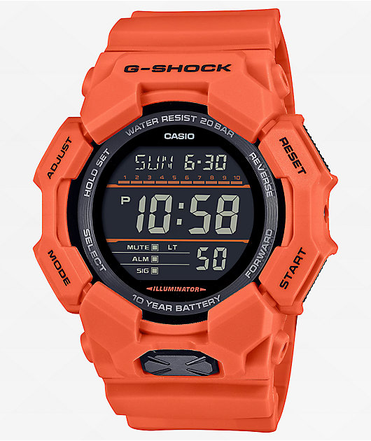 G Shock GD010 4 Orange Black Digital Watch Zumiez