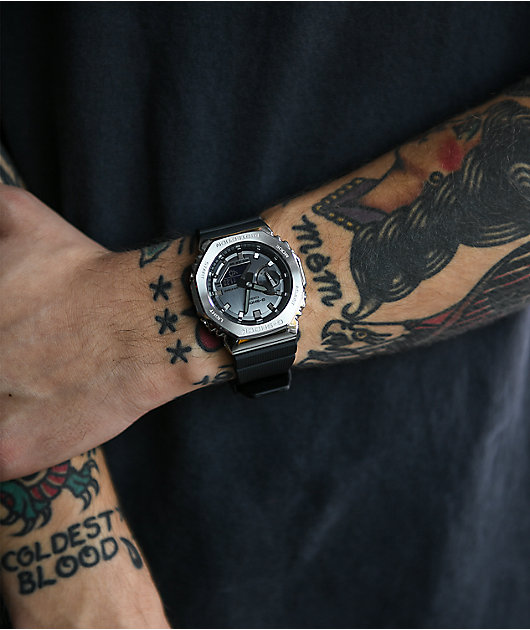 G-Shock GM2100 Metal Cover Black & Silver Analog Watch | Zumiez
