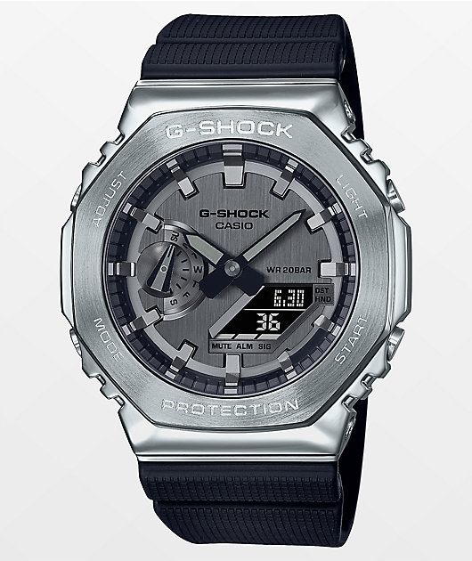 G-Shock GM2100 Metal Cover Black & Silver Analog Watch | Zumiez