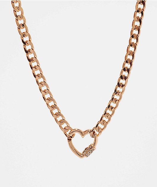 GUESS Heart Gold Statement Necklace Zumiez
