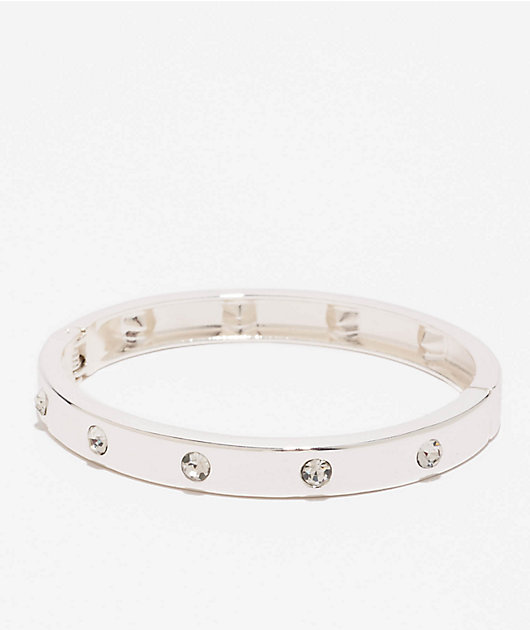 GUESS Rhinestone Silver Hinge Bracelet