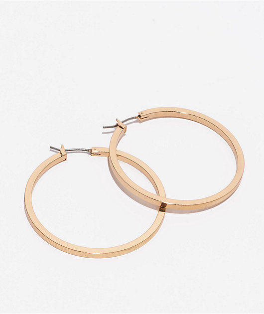 GUESS Square Edge Gold Hoop Earrings Zumiez