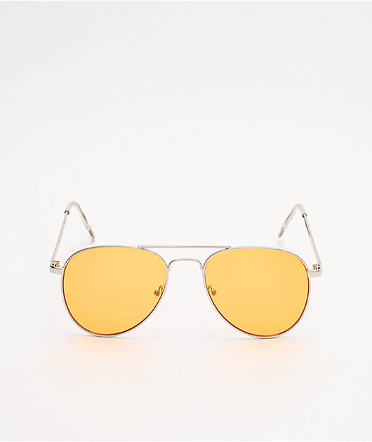Gafas de sol de aviador en amarillo y plata