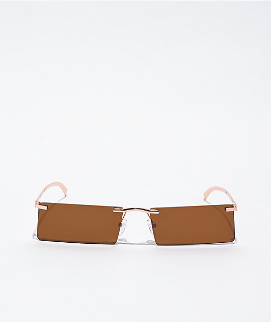 Gafas de sol marrones delgadas rectangulares