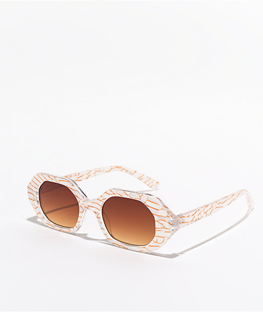 Geo Printed Orange Sunglasses