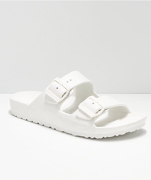 white 2 strap sandals