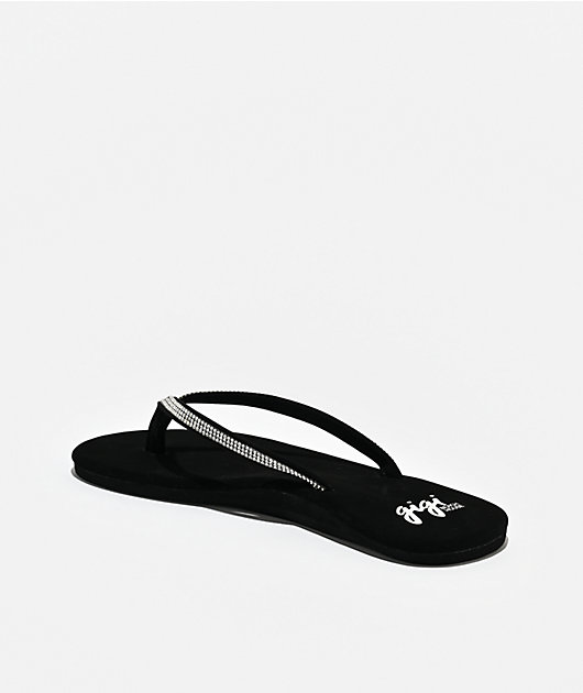 Gigi Ari Rhinestone Black Sandals
