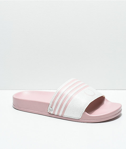 Gigi Laurel Pink & White Slide Sandals