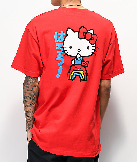 Girl x Hello Kitty 45th Anniversary Rainbow Red T Shirt Zumiez