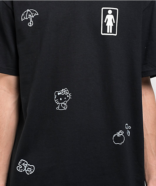 T$UYO$HI 50th Anniversary Tシャツ XL Girl x Hello Kitty 50th Anniversary All Over Black T-Shirt