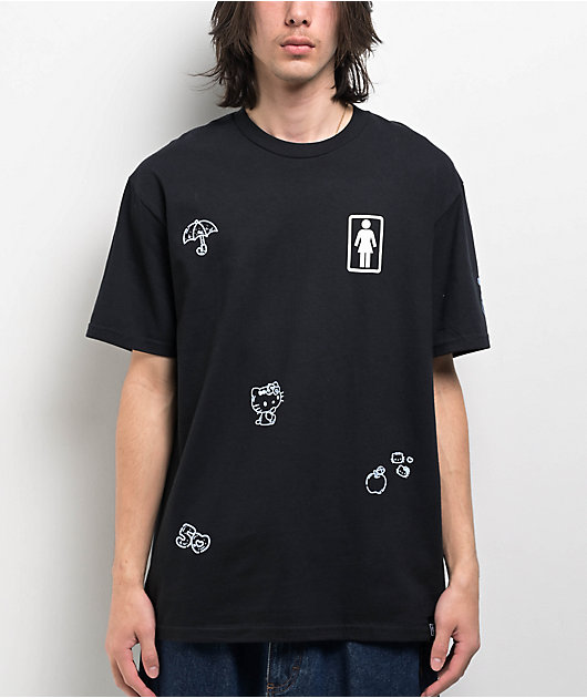 T$UYO$HI 50th Anniversary Tシャツ XL Girl x Hello Kitty 50th Anniversary All Over Black T-Shirt