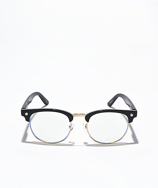 glasses with black top and gold bottom