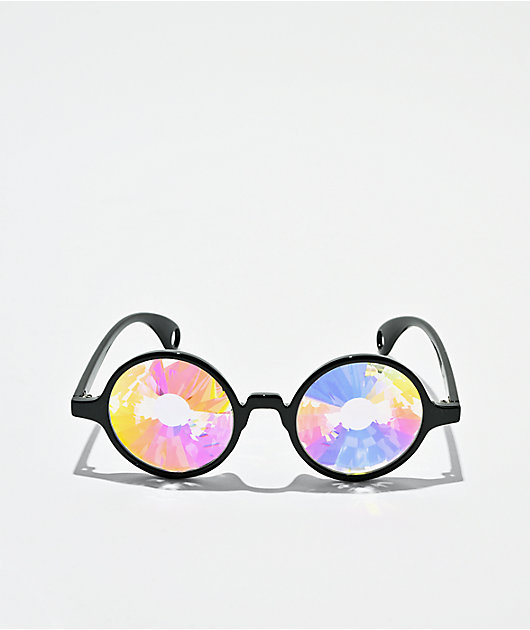 GloFX Kaleidoscope Rainbow Wormhole Black Glasses