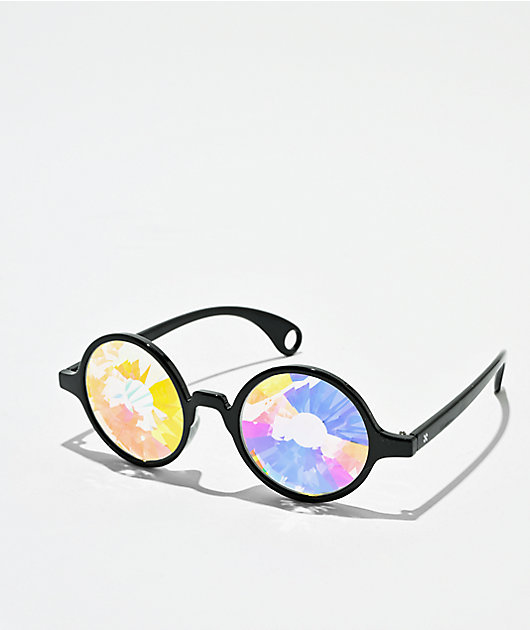GloFX Kaleidoscope Rainbow Wormhole Black Glasses