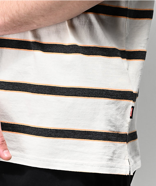 black and orange striped t shirt