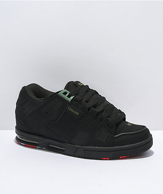 Globe Sabre Mens Black Green Leather & Synthetic Skate Trainers 