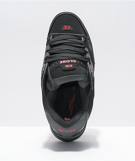 Globe Sabre zapatos de skate negros, carbones y rojos