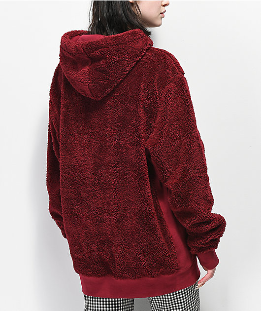 burgundy sherpa hoodie