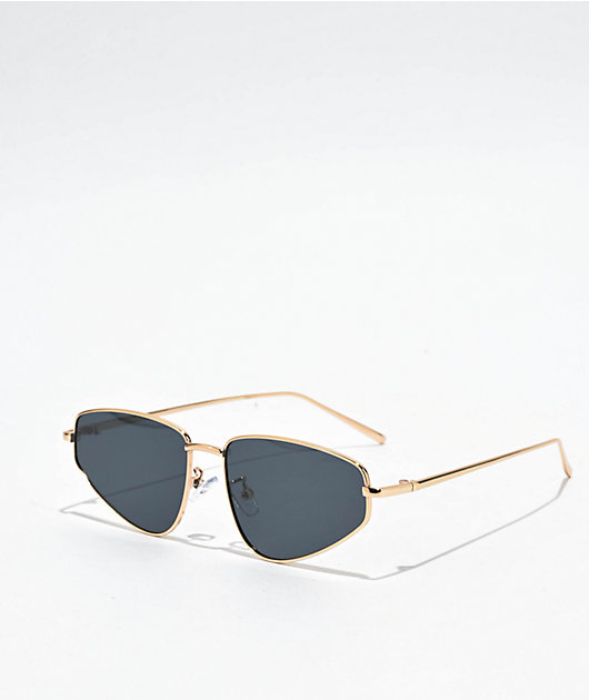 Gold Wire Triangle Frame Sunglasses